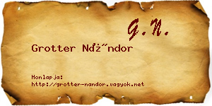 Grotter Nándor névjegykártya